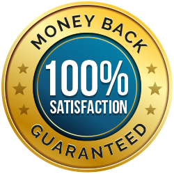 Money-back 100 per cent satisfaction guaranteed seal