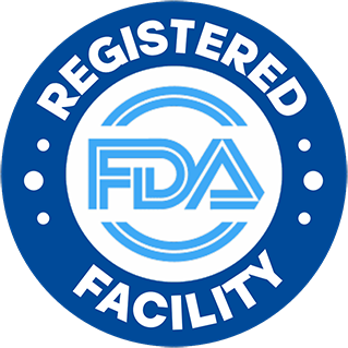 FDA registered facility seal reproducing the FDA logotype