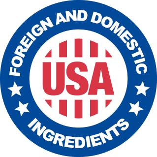 Foreign and domestic ingredients seal in a USA roundel